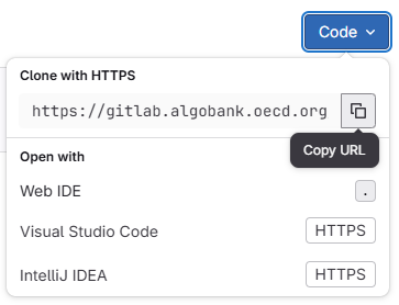 A screenshot showing the https url of the repository